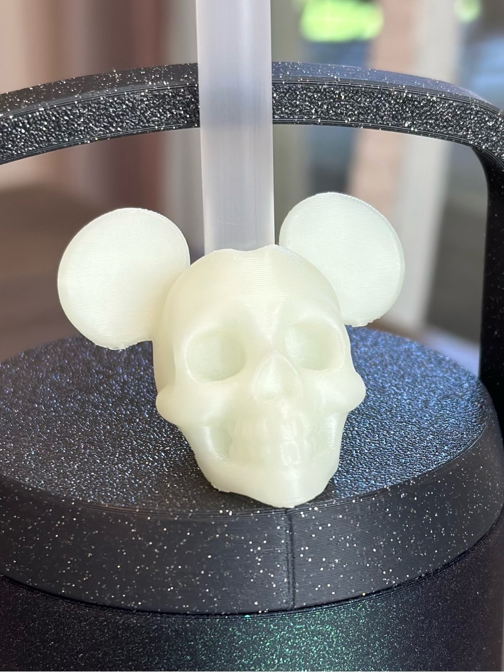 Disney Themed Soda Can Cooler with Glow-in-the-dark Mickey Skull Straw Topper - Picture 5 of 6